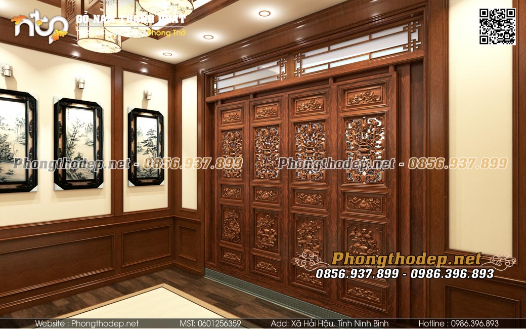 Hệ cửa bức bàn trong phòng thờ truyền thống
